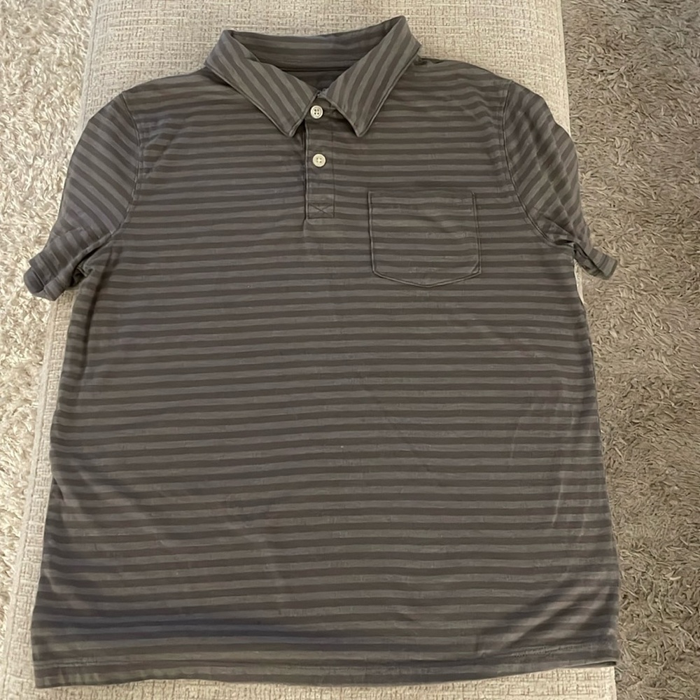 Cat & Jack Polo Shirt Short Sleeve Gray Striped Size L (10/12)